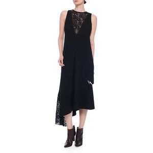 Tibi Black Guipure Lace Asymmetric Midi Dress NWT Size 2 & 4